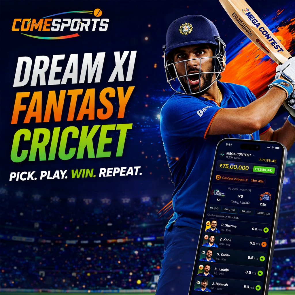 Come Guru Hub Dream XI fantasy cricket ad visual